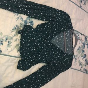 brandy floral wrap long sleeve top